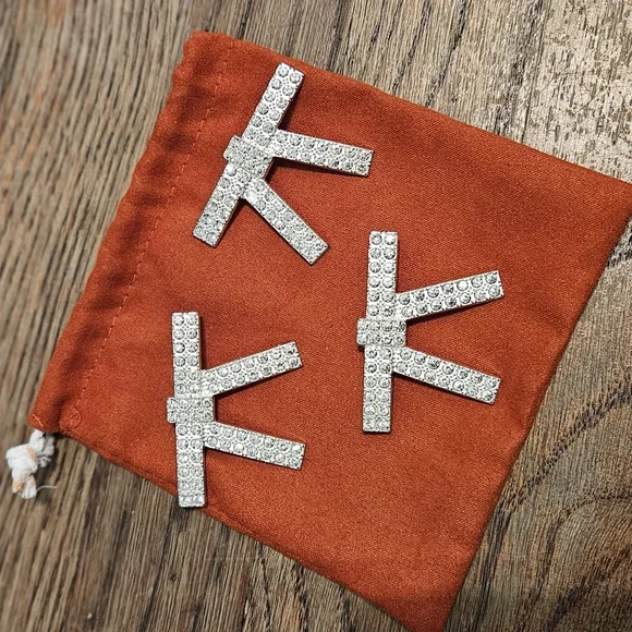 Silver Crystal Brooch Bow Set Of 3 - Picture 2 of 2